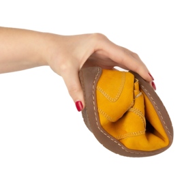 Olivier Kvinnors barfota minimalistiska läderskor 1082 nubuk senap gul 2