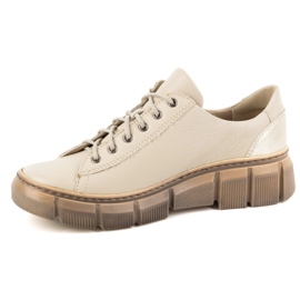 Women's Leather Lace -Up Shoes Olivier 1223 Beige 1