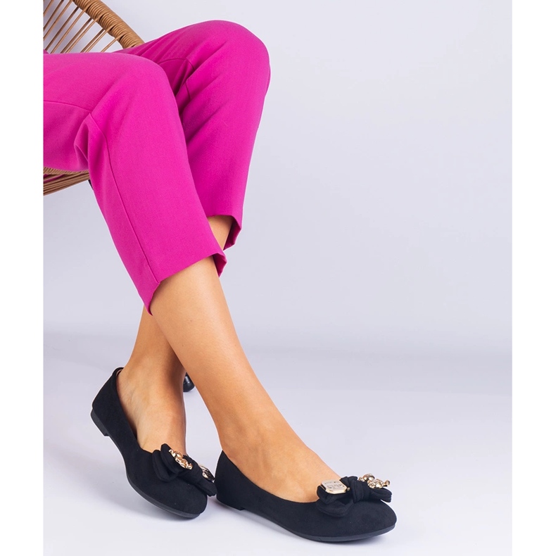 Black Classic Ballerinas med en båge svart 2