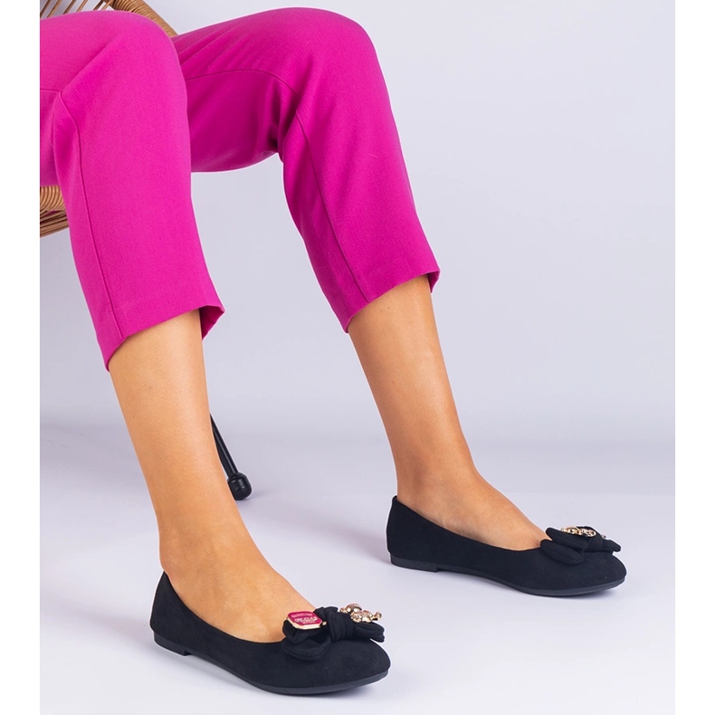 Black Classic Ballerinas med en båge svart 1