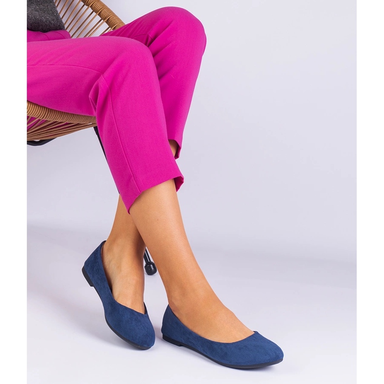 Kvinnors marinblå ballerinas mocka 1