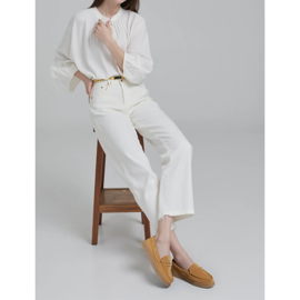 Kvinnokamel mocka loafers beige 1