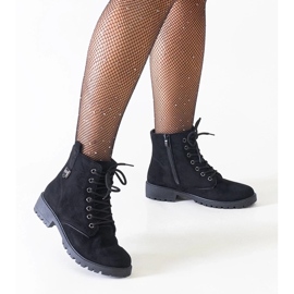 Lågklackade pumps i mocka, klassiska svarta damskor med låg klack 2