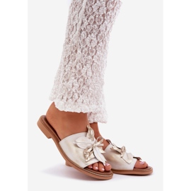 Tofflor med dekoration naturligt läder zazoo 3667 zloty torkad gyllene 1