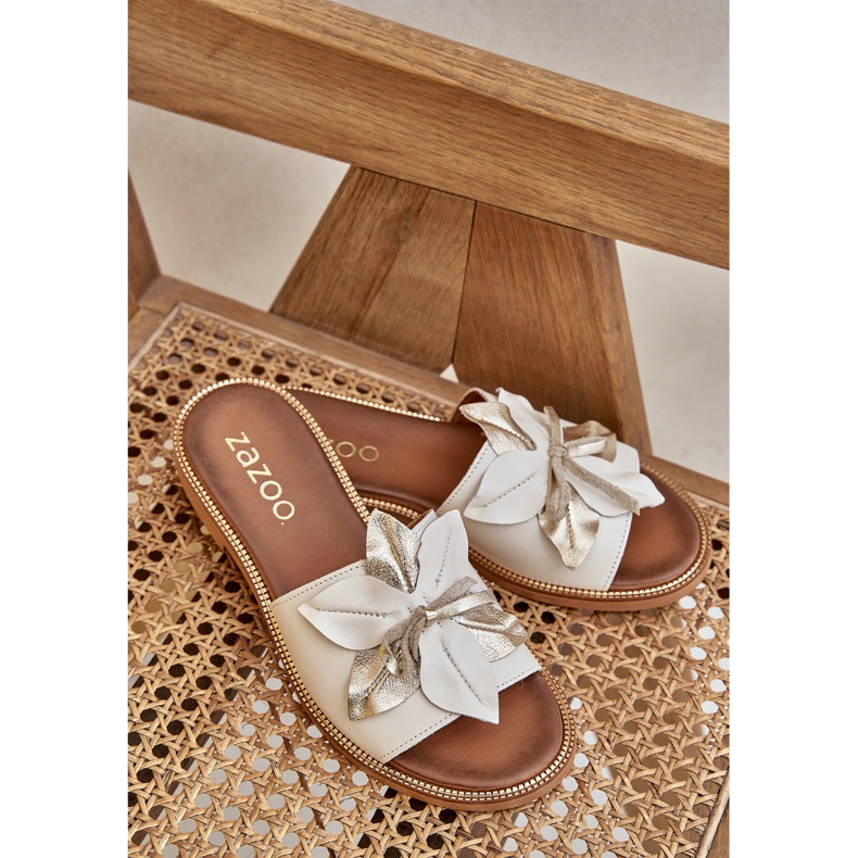 Talltor med dekoration naturligt läder zazoo 3667 vit 2