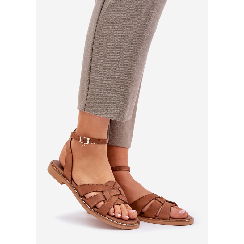 Zazoo 3688 Camel Flat Football Sandals brun 1