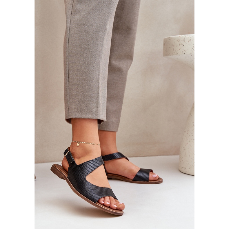 Lewski Shoes Lädersandaler för spännet med pumpande Lewski 3041 svart 2