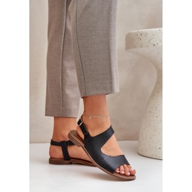 Lewski Shoes Lädersandaler för spännet med pumpande Lewski 3041 svart 3