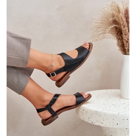 Lewski Shoes Lädersandaler för spännet med pumpande Lewski 3041 svart 7