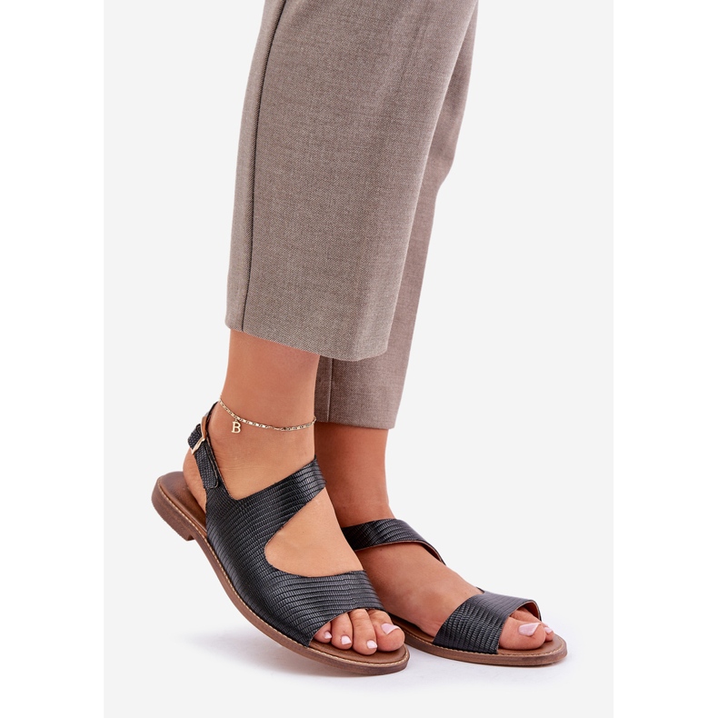 Lewski Shoes Lädersandaler för spännet med pumpande Lewski 3041 svart 1