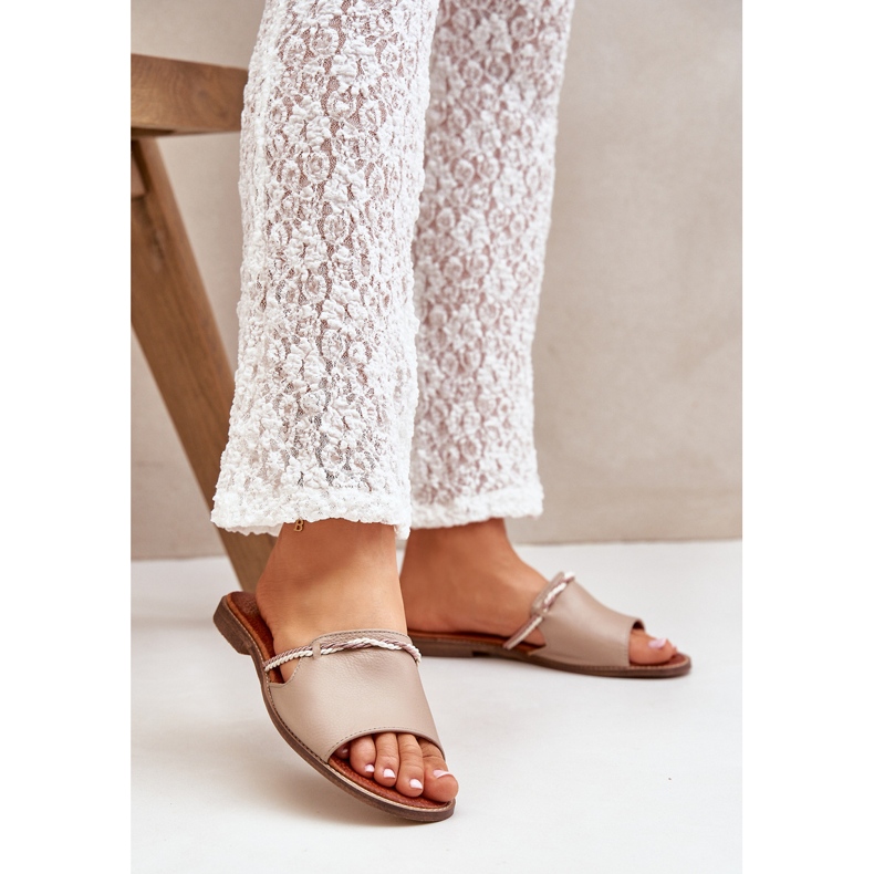 Lewski Shoes Lewski skor 3047 läder flip flops beige 2