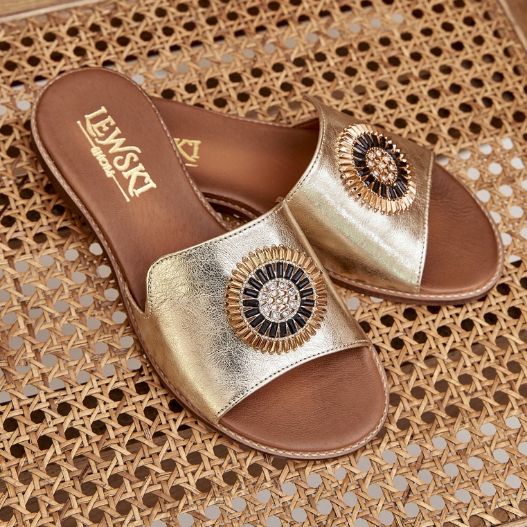 Läderflikar med platt -hankning av dekoration zazoo 3047/o gyllene 2