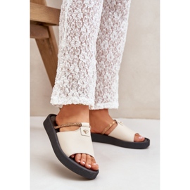 ZAZOO 2896 Women's Leather Slippers Beige 2