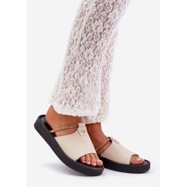 ZAZOO 2896 Women's Leather Slippers Beige 1