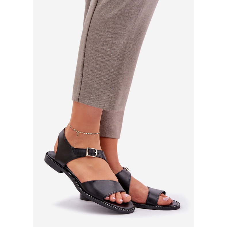 Zazoo 3014 kvinnors platta sandaler svart 1