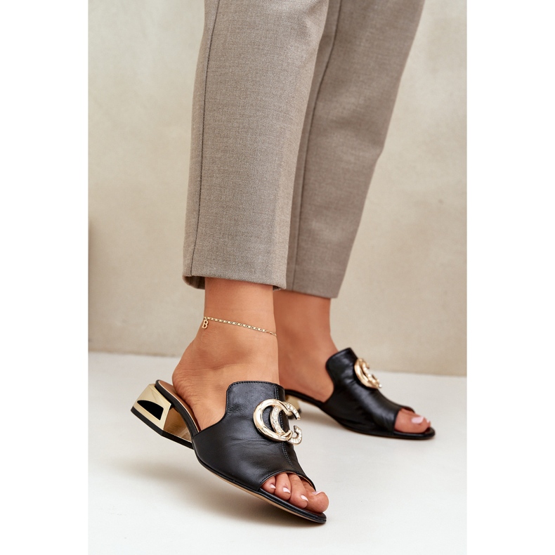 Elegant läder kvinnors låga hjul Laura Messi 2874 svart 2