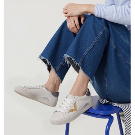 Kvinnors glitter sneakers guldinsatser vit 1