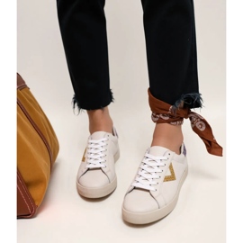 Kvinnors glitter sneakers guldinsatser vit 2