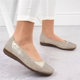 Skor, kvinnors ballerinas rieker l9353-62 beige 3
