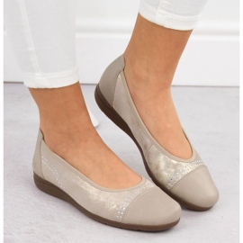 Skor, kvinnors ballerinas rieker l9353-62 beige 4