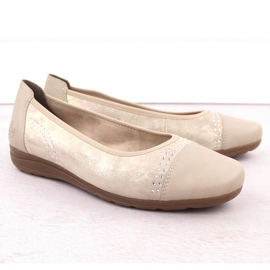 Skor, kvinnors ballerinas rieker l9353-62 beige 5