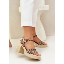 Zazoo 40386 Kvinnors lädersandaler på Brown Brown-Beige Leopard brun 2