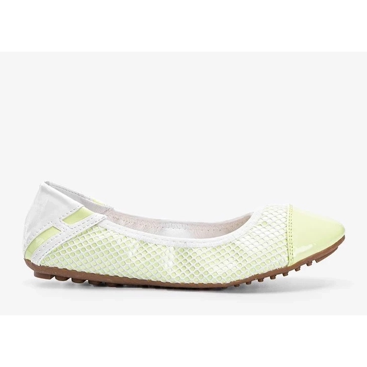 D/GMR Debbies gröna pastellackade ballerinor vit 1