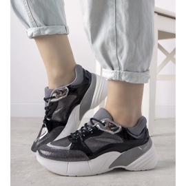 D/GMR Svarta sneakers med hög sula Rude silver- 1