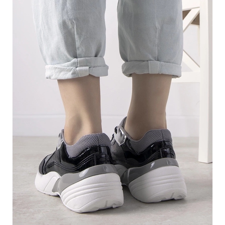 D/GMR Svarta sneakers med hög sula Rude silver- 2