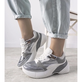 D/GMR Silver sneakers på en hög sula Röd silver- 2