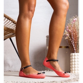 D/GMR Kvinnors ballerinas rosa med gummi med en båge och ljunglas 1