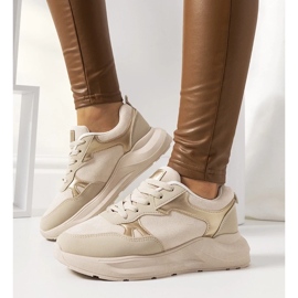 D/GMR Beige sneakers med gyllene Davis-accenter 1