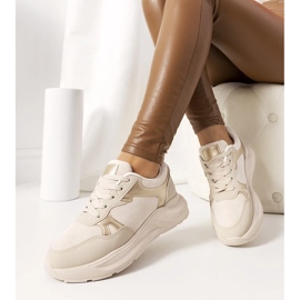 D/GMR Beige sneakers med gyllene Davis-accenter 2
