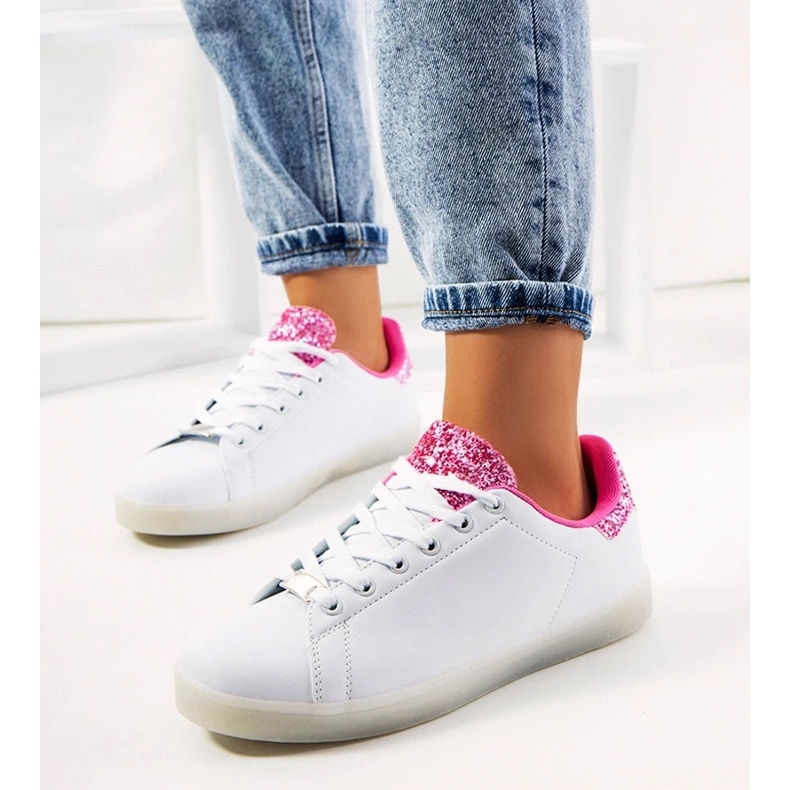 D/GMR Vita och rosa sneakers med Alfaro led-ljus 1
