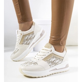 D/GMR Beige sportskor sneakers på en tjock ensam spets -upp aloisia 2