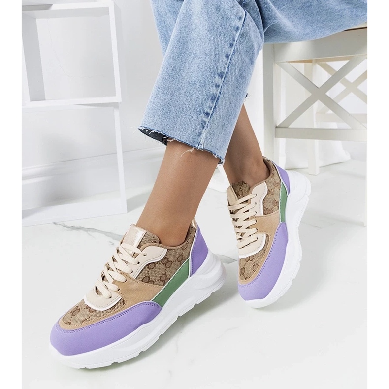D/GMR Elyne beige och lila sneakers för kvinnor purpur 1