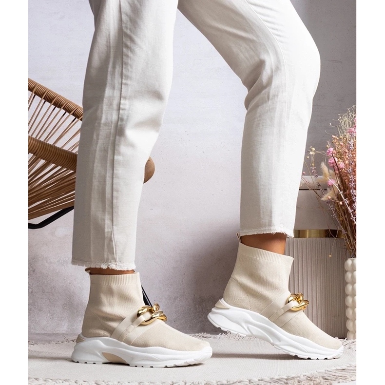 D/GMR Beige sneakers med Taryn-kedja 1