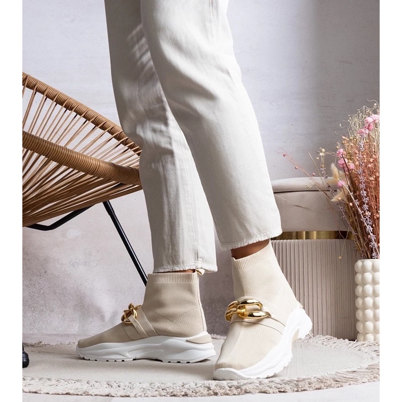 D/GMR Beige sneakers med Taryn-kedja 2