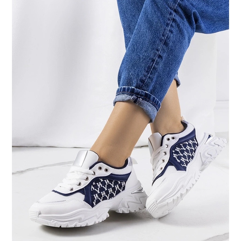 D/GMR Vita och marinblå sneakers för kvinnor Florival 1