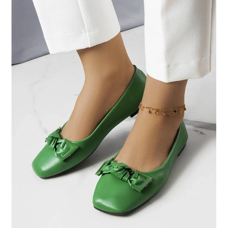 D/GMR Gröna ballerinor med rosett från Tabitha 1