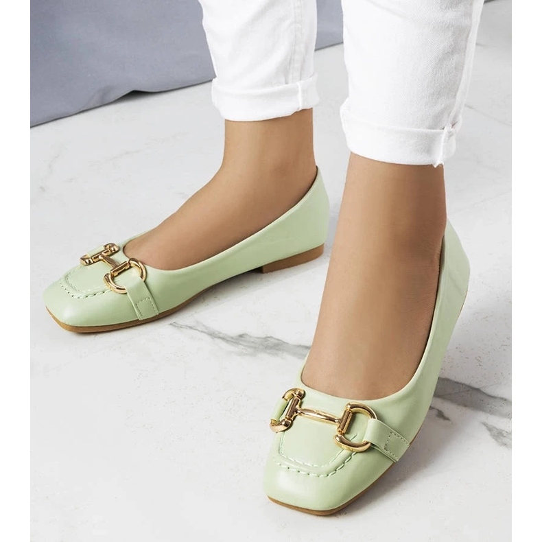 D/GMR Gröna ballerinor med guld Iris dekoration 1