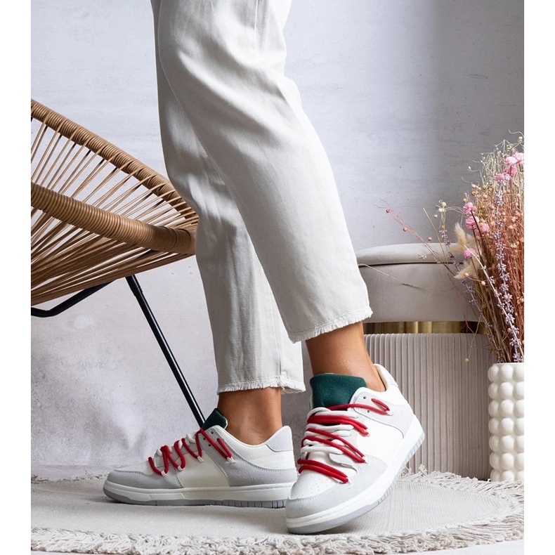 D/GMR Grå sneakers kvinnors sneakers med röda arcobaleno -snören 2