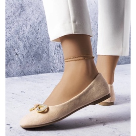 D/GMR Beige ballerinor med en Gaillou-rosett 2