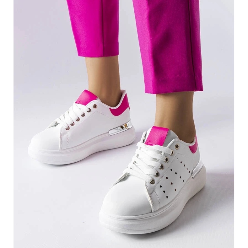 D/GMR Vita sneakers med färgad Chalut-perforering rosa 2
