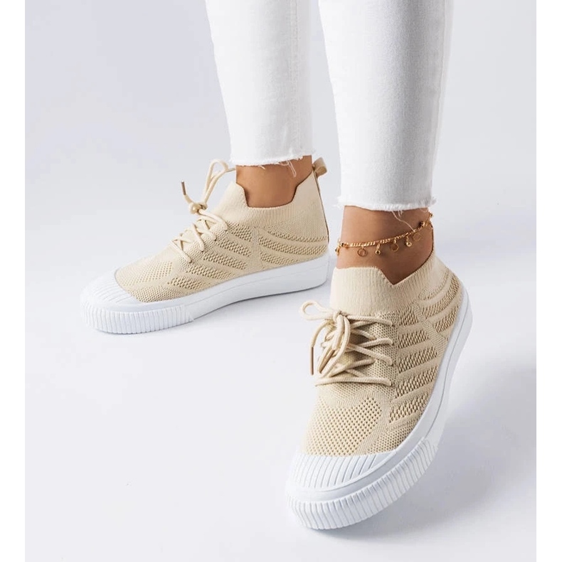 D/GMR Beige sneakers i stretchtyg från Polaire 1