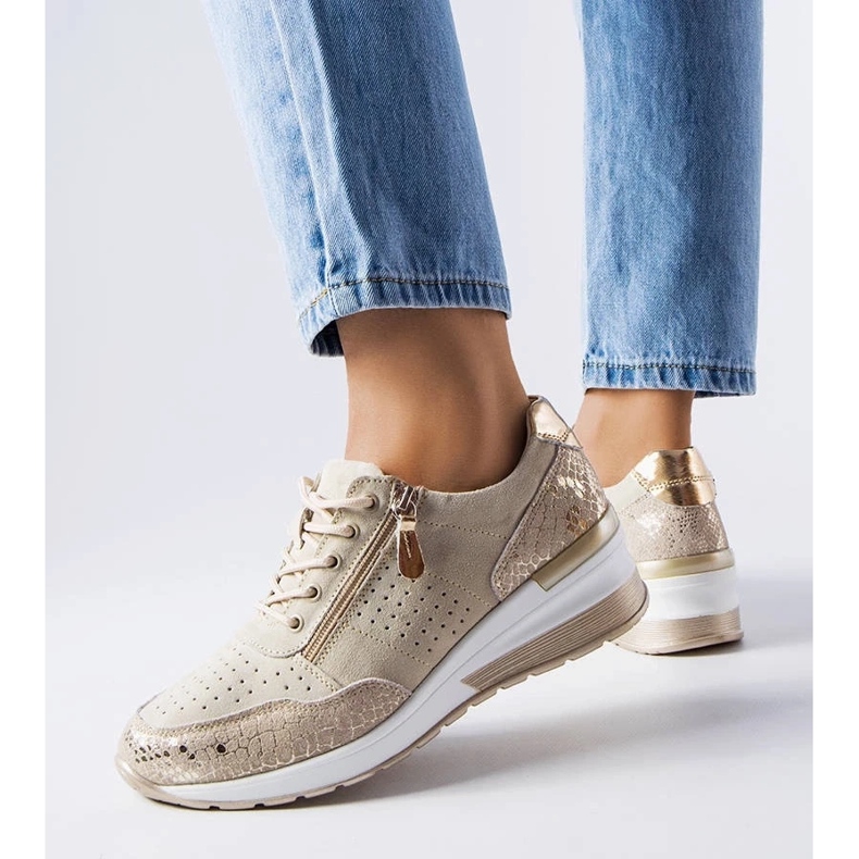 D/GMR Beige läder sneakers för jazzar kil 2