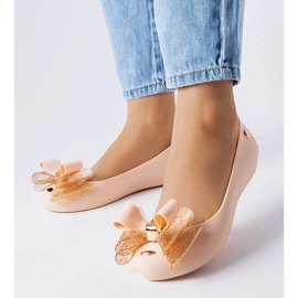 D/GMR Beige ballerinor från Jerome med rosett 1