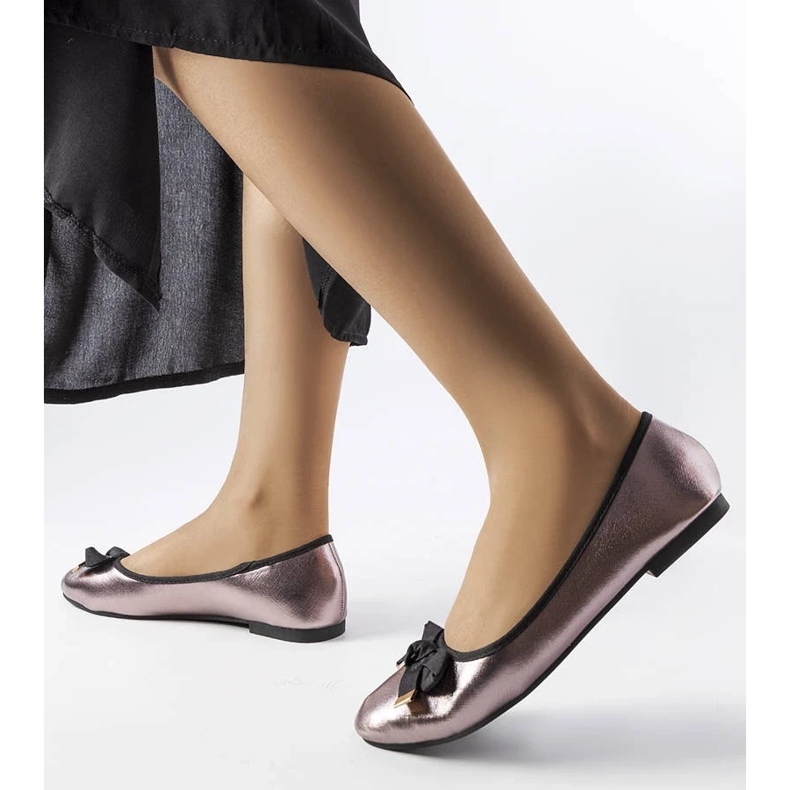 D/GMR Silvermetallic ballerinor med Boro rosett 2