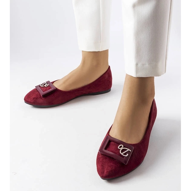 D/GMR Vinröda ballerinor dekorerade med flamländska strass 2