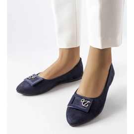 D/GMR Marinblå ballerinor med strass från Fleming 1